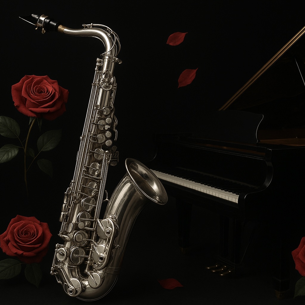 Sax & Roses — cover art designed by Chrome Collaborations
